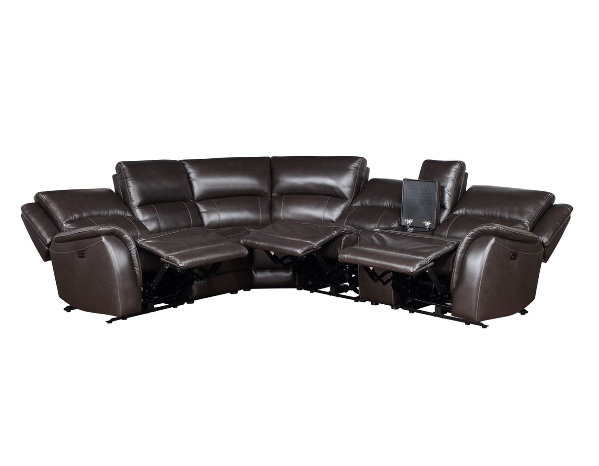 Alexandria Chocolate Top-Grain Leather 6-Piece Power Reclining Set from Steve Silver - Luna Furniture