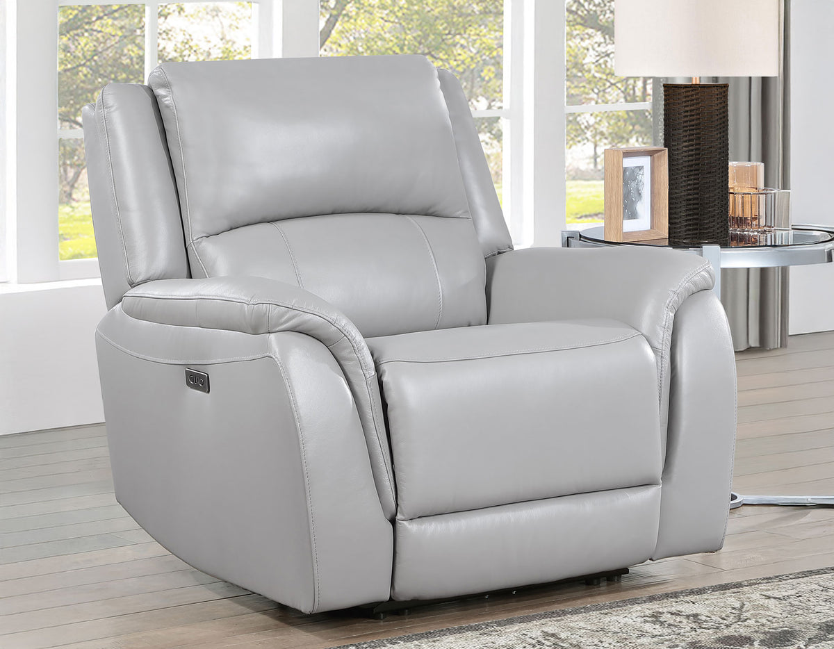Alexandria Stone 3-Piece Top-Grain Leather Power Reclining Living Room Set from Steve Silver - Luna Furniture