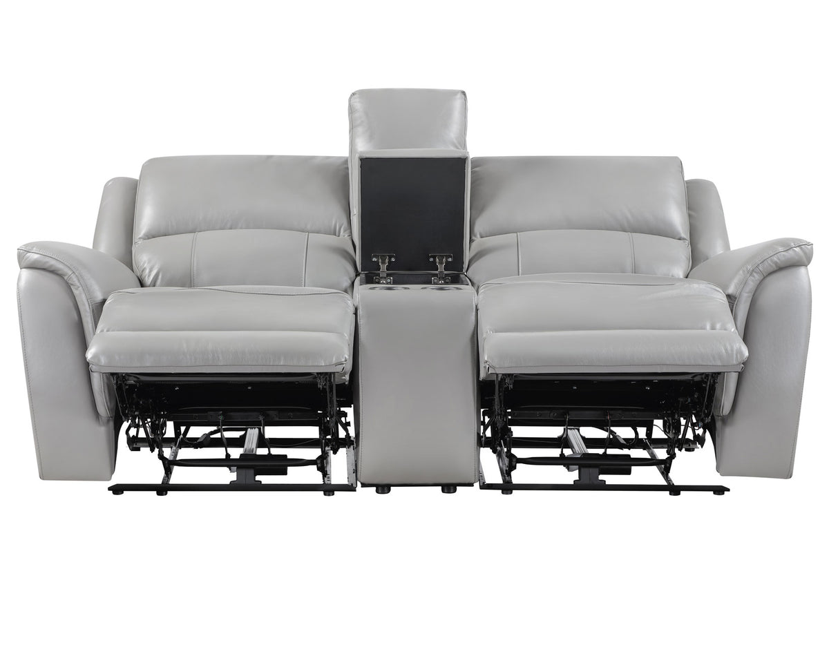 Alexandria Stone 3-Piece Top-Grain Leather Power Reclining Living Room Set from Steve Silver - Luna Furniture