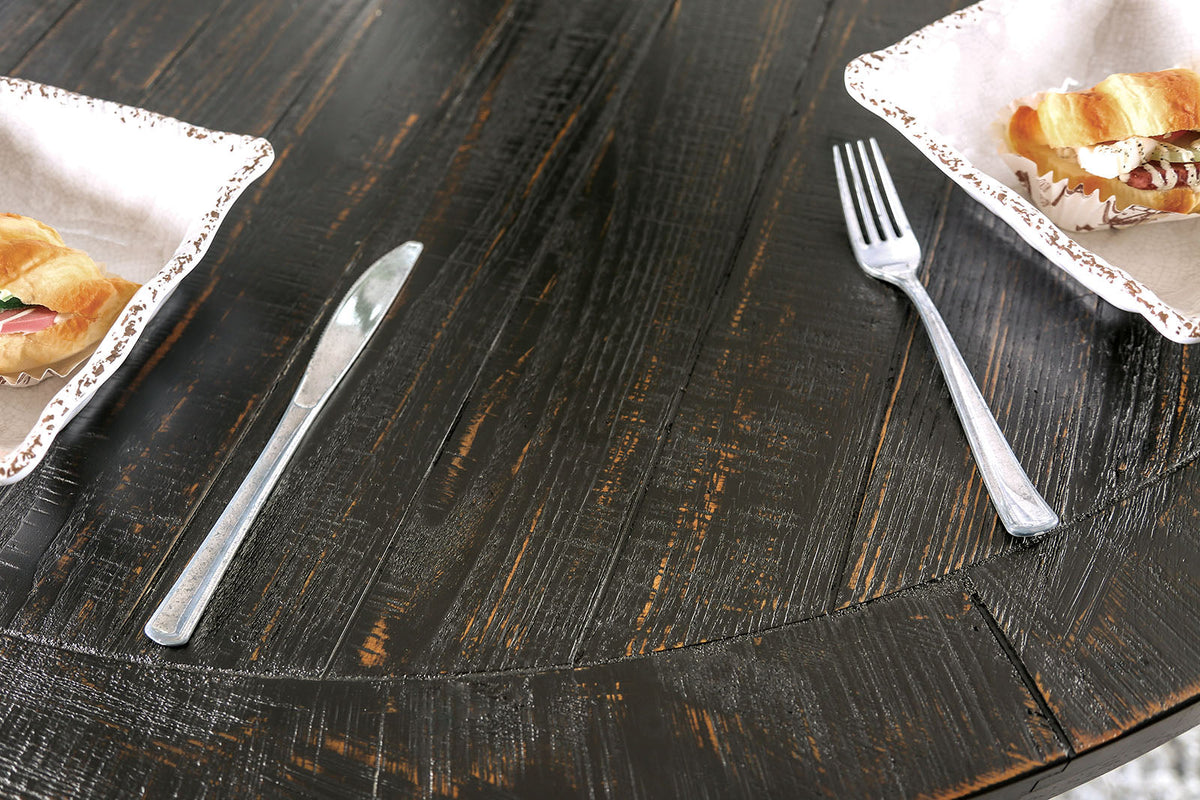 Alfred Antique Black Round Dining Table from Furniture of America - Luna Furniture