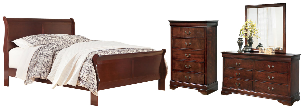 Alisdair King Sleigh Bed with Mirrored Dresser and Chest in Reddish Brown from Ashley - Luna Furniture