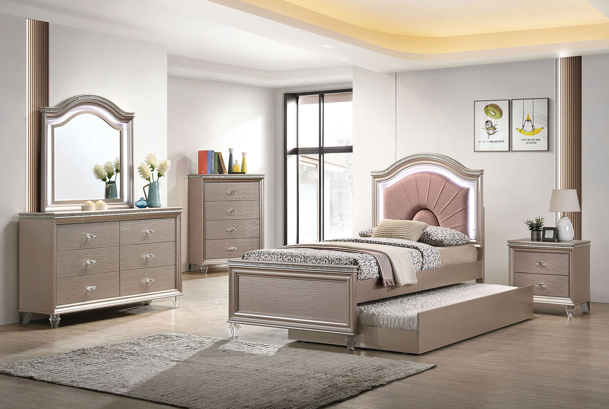 Allie Rose Gold Twin Bed from Furniture of America - Luna Furniture