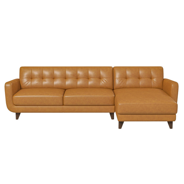 Allison Tan Leather Right-Facing Sectional Sofa