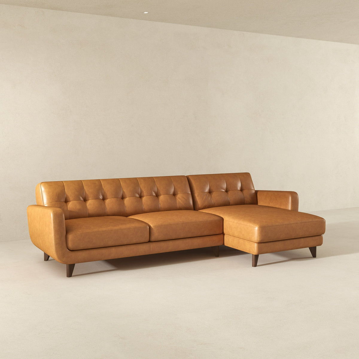 Allison Tan Leather Right-Facing Sectional Sofa from Ashcroft Furniture - Luna Furniture
