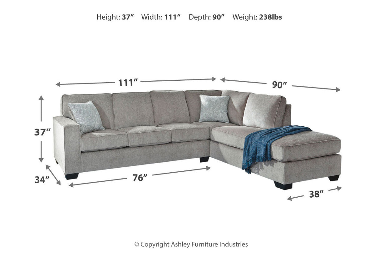 Altari Alloy 2-Piece Sleeper Sectional, Loveseat and Ottoman from Ashley - Luna Furniture