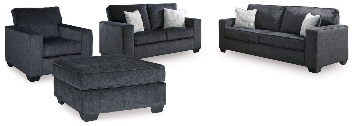 Altari Slate Queen Sofa Sleeper, Loveseat, Chair and Oversized Ottoman from Ashley - Luna Furniture