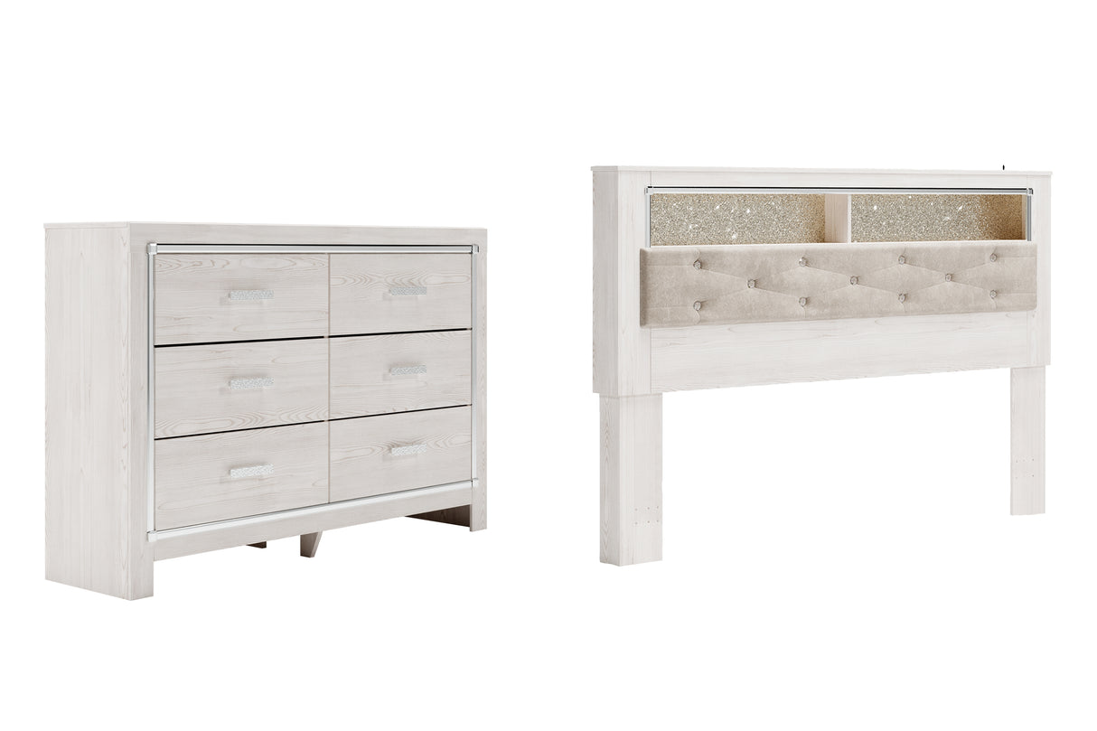 Altyra King Bookcase Headboard Bed with Dresser in White from Ashley - Luna Furniture