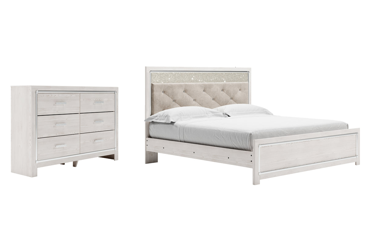 Altyra King Panel Bed with Dresser in White from Ashley - Luna Furniture