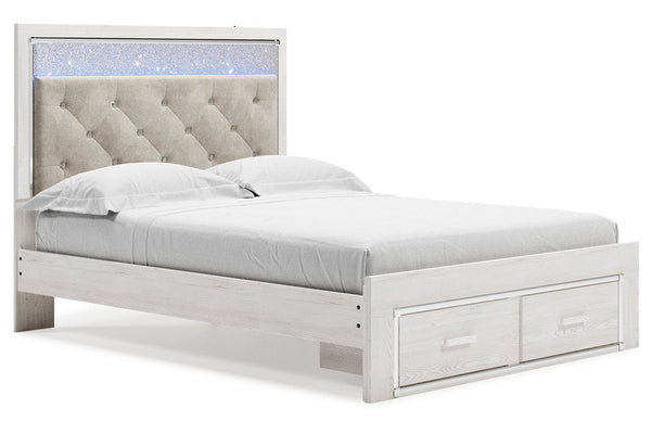 Altyra White Queen Upholstered Storage Panel Bed