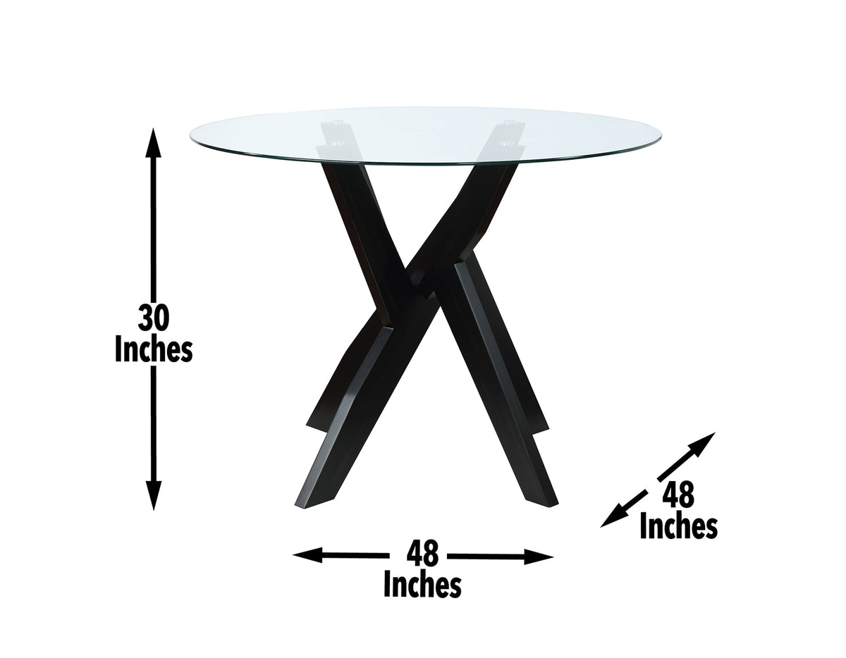 Amalie Black 48 inch Round Glass Top Dining Table from Steve Silver - Luna Furniture