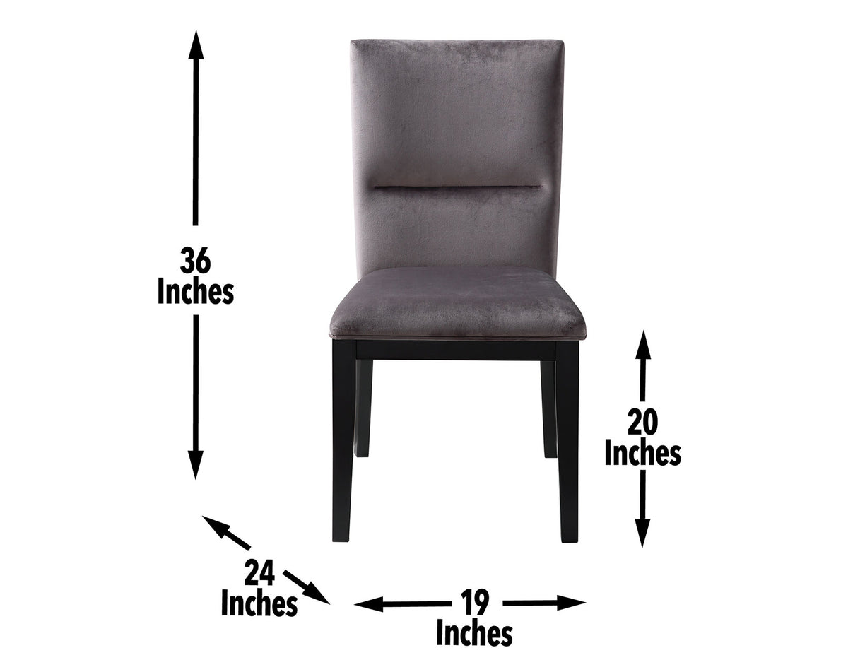 Amalie Side Chair, Grey Velvet, Set of 2 from Steve Silver - Luna Furniture