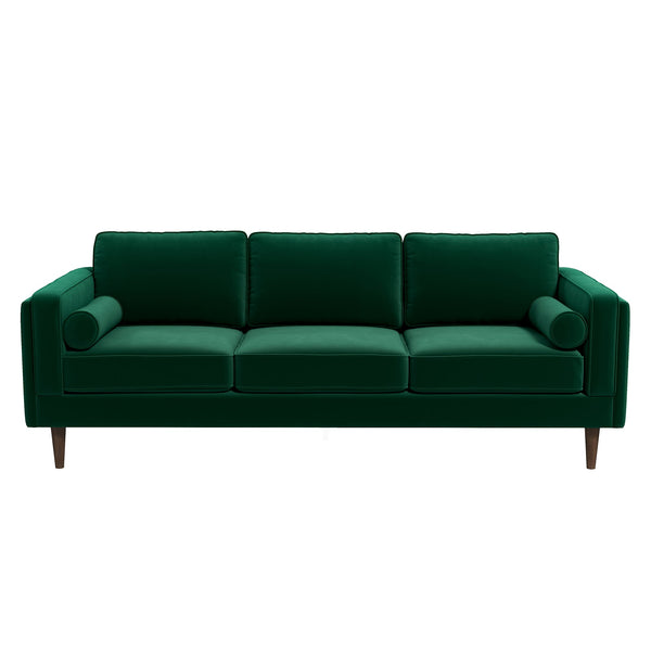 Amber Dark Green Mid-Century Modern Luxury Velvet Sofa
