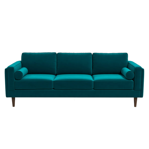 Amber Teal Mid-Century Modern Luxury Velvet Sofa