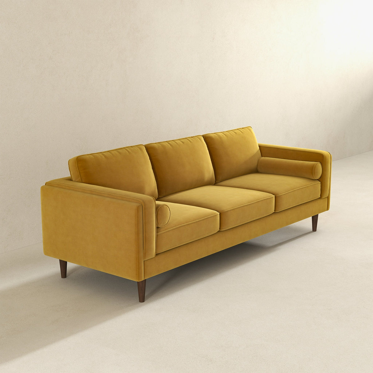 Amber Yellow Mid-Century Modern Luxury Velvet Sofa from Ashcroft Furniture - Luna Furniture