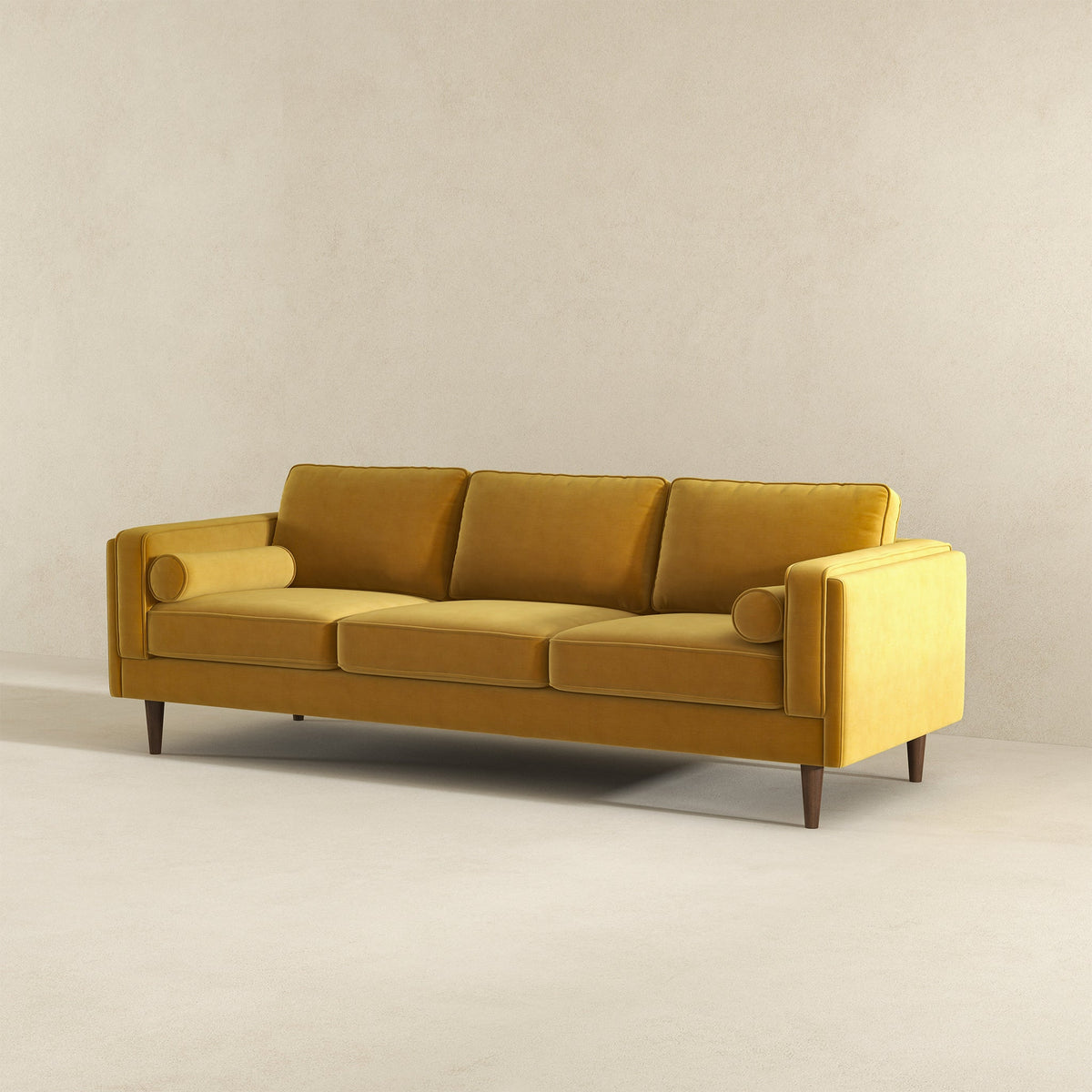 Amber Yellow Mid-Century Modern Luxury Velvet Sofa from Ashcroft Furniture - Luna Furniture