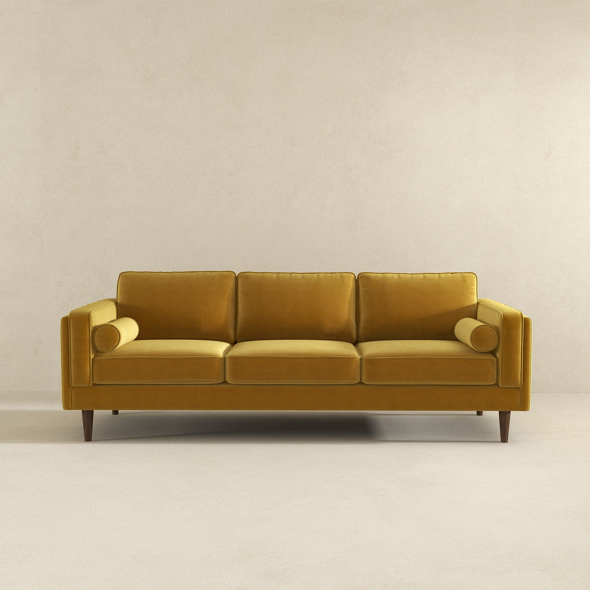 Amber Yellow Mid-Century Modern Luxury Velvet Sofa from Ashcroft Furniture - Luna Furniture