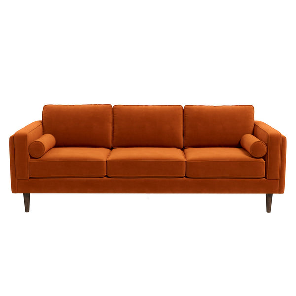 Amber Burnt Orange Mid-Century Modern Luxury Velvet Sofa