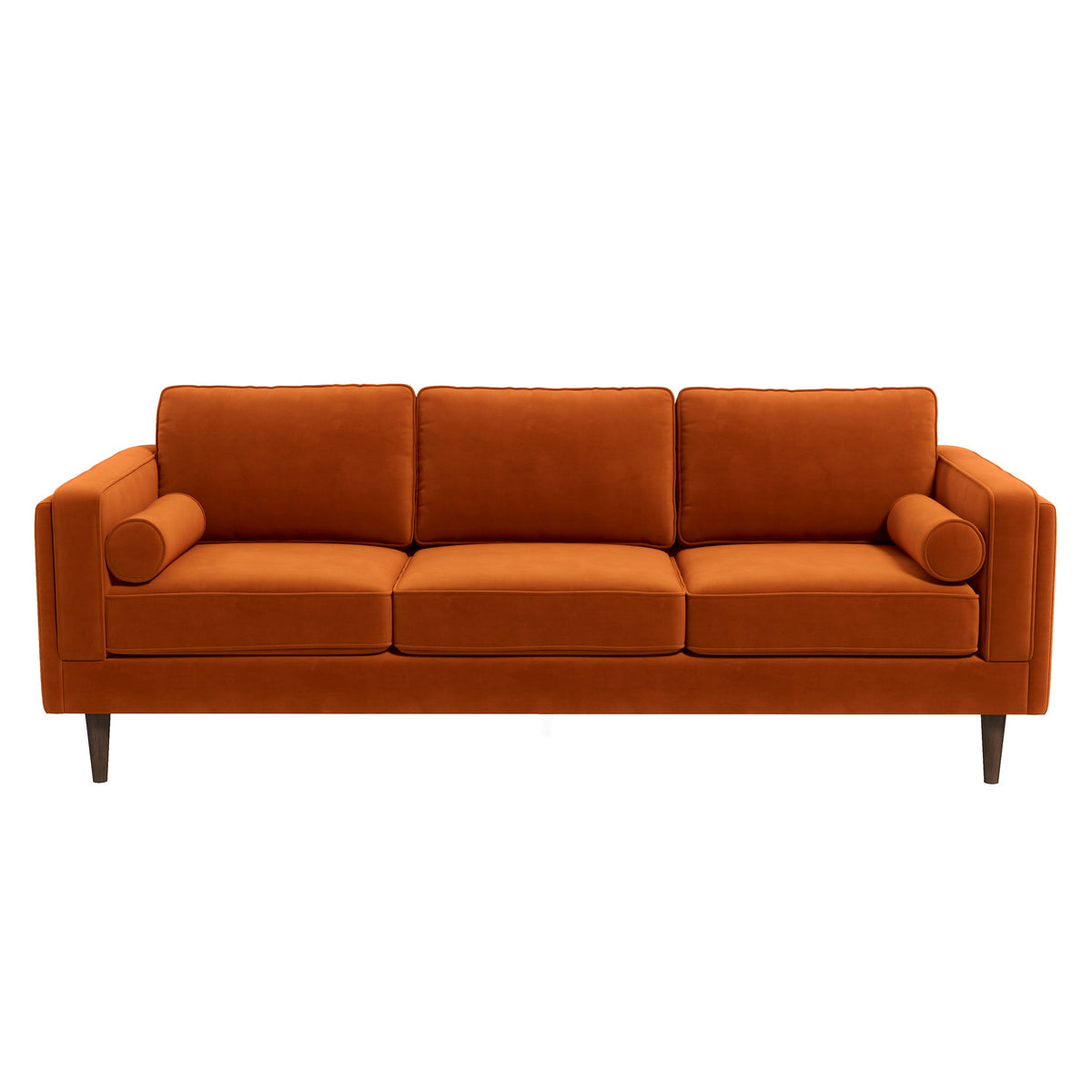 Amber Burnt Orange Mid-Century Modern Luxury Velvet Sofa from Ashcroft Furniture - Luna Furniture
