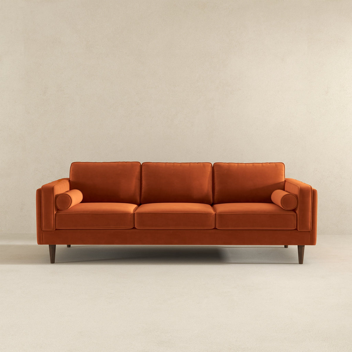 Amber Burnt Orange Mid-Century Modern Luxury Velvet Sofa from Ashcroft Furniture - Luna Furniture