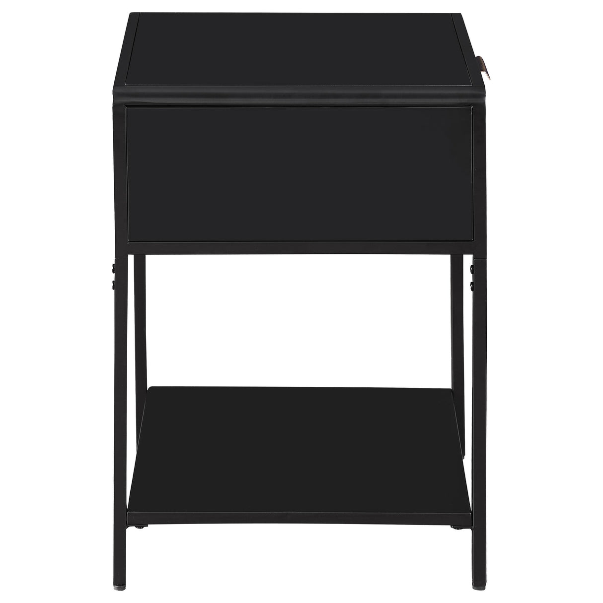 Amherst Black 1-Drawer Radio Weave Rattan Metal Side Table from Coaster - Luna Furniture