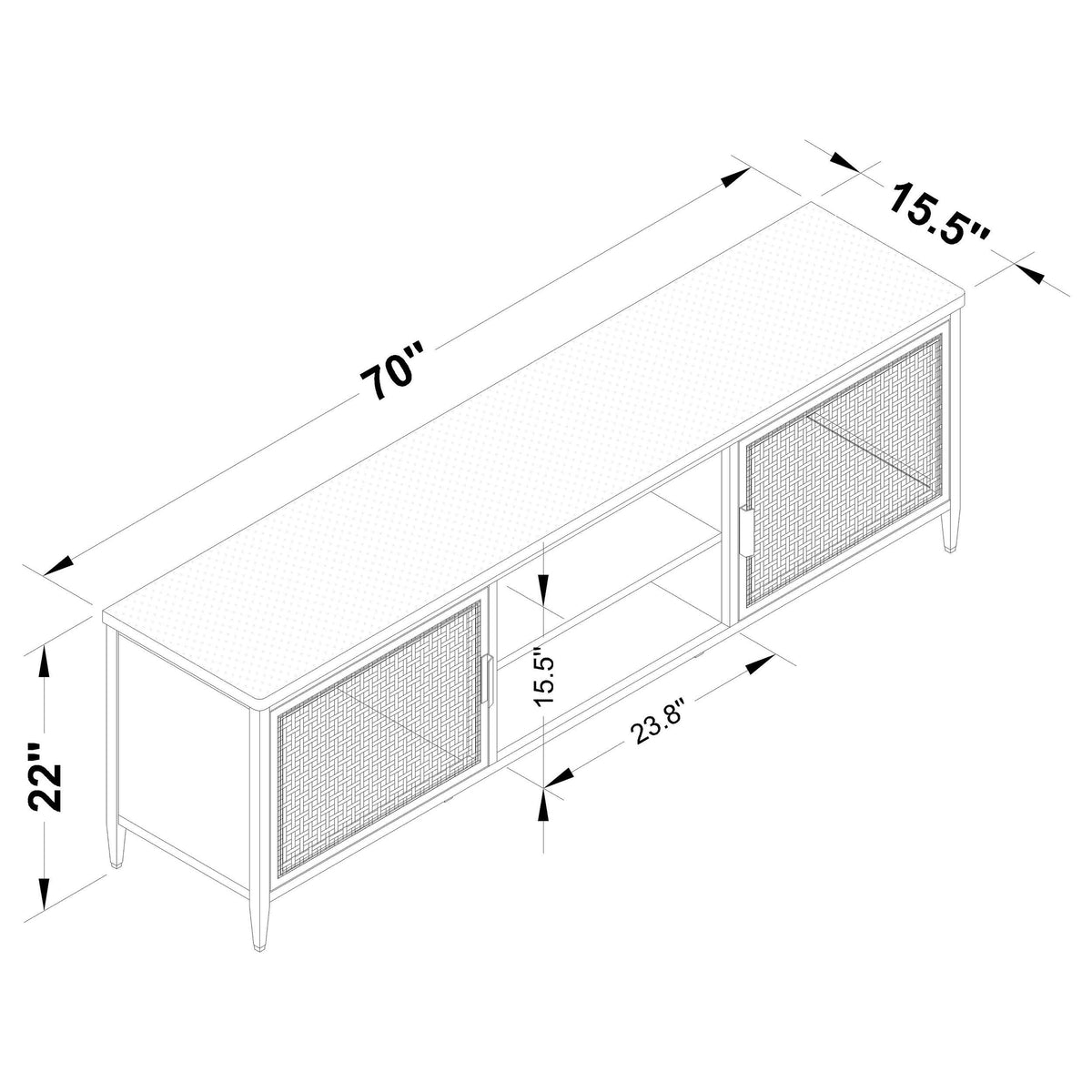 Amherst Black 2-Door Metal TV Stand Media Console from Coaster - Luna Furniture