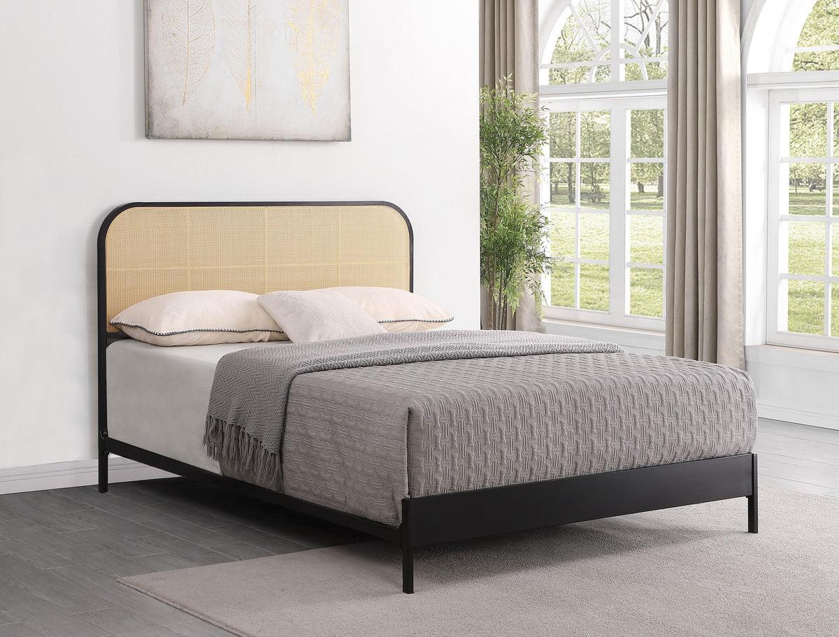 Amherst Black Radio Weave Rattan Metal Eastern King Bed from Coaster - Luna Furniture