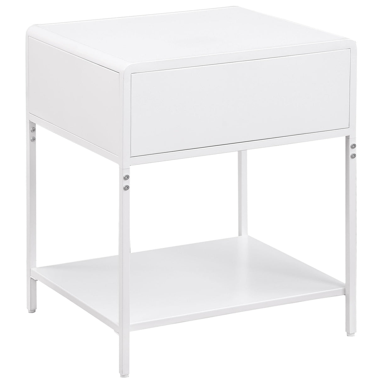 Amherst White 1-Drawer Radio Weave Rattan Metal Side Table from Coaster - Luna Furniture