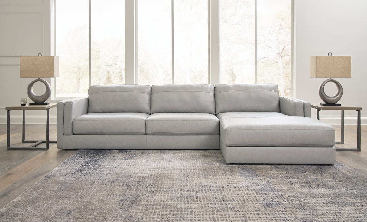 Amiata Glacier 2-Piece Sectional with Ottoman from Ashley Furniture - Luna Furniture