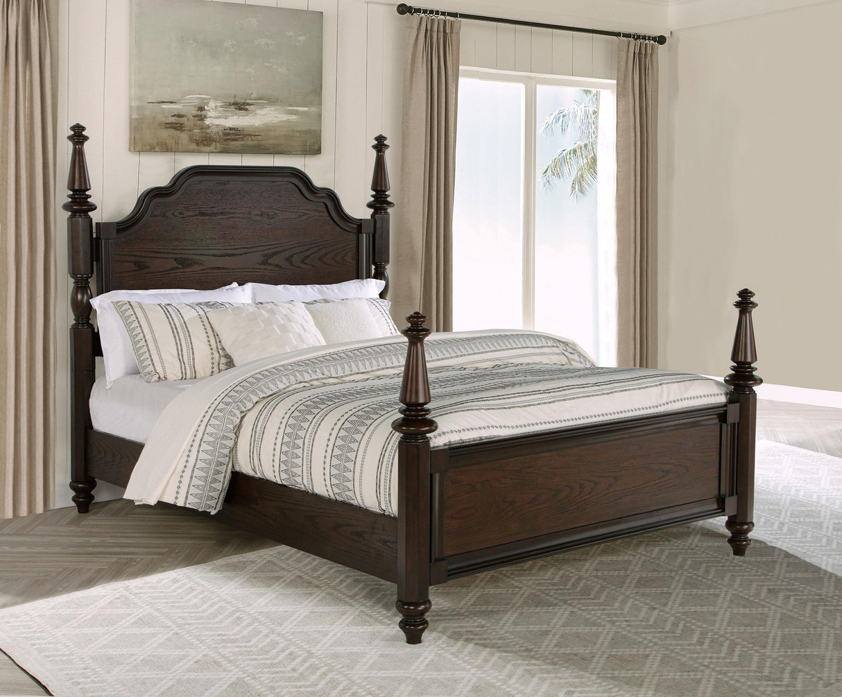 Andover Dark Oak Four Poster California King Bed from Coaster - Luna Furniture