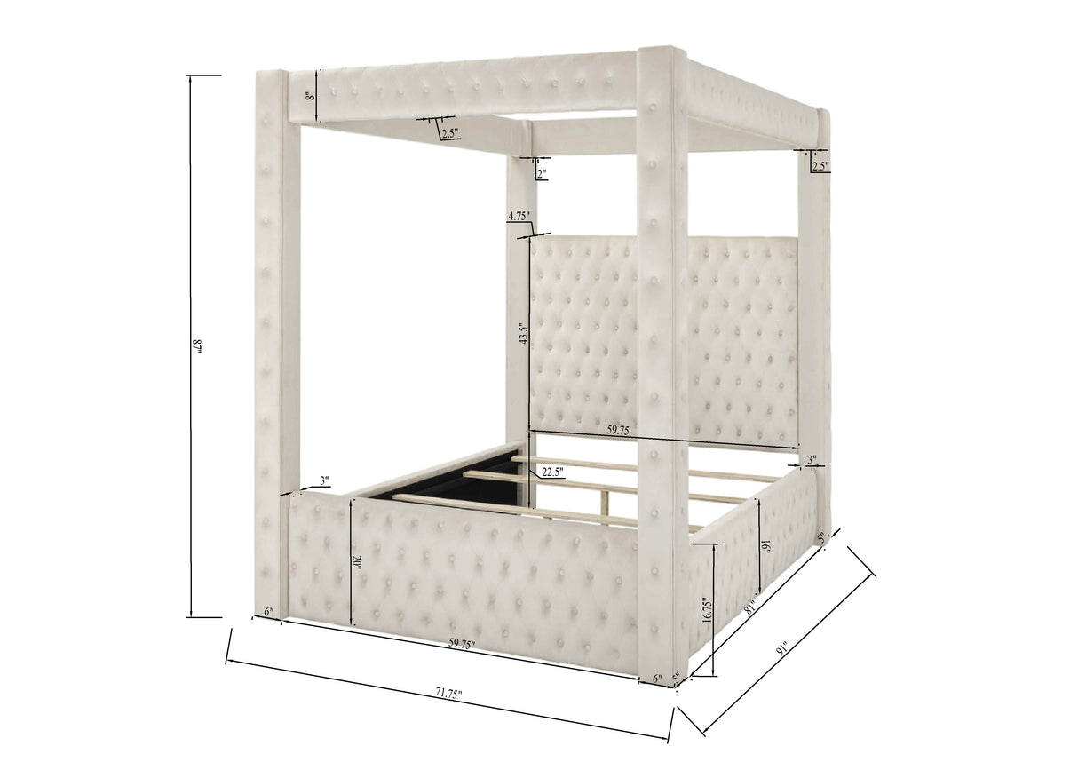 Annabelle Gray Velvet Queen Canopy Bed from Crown Mark - Luna Furniture