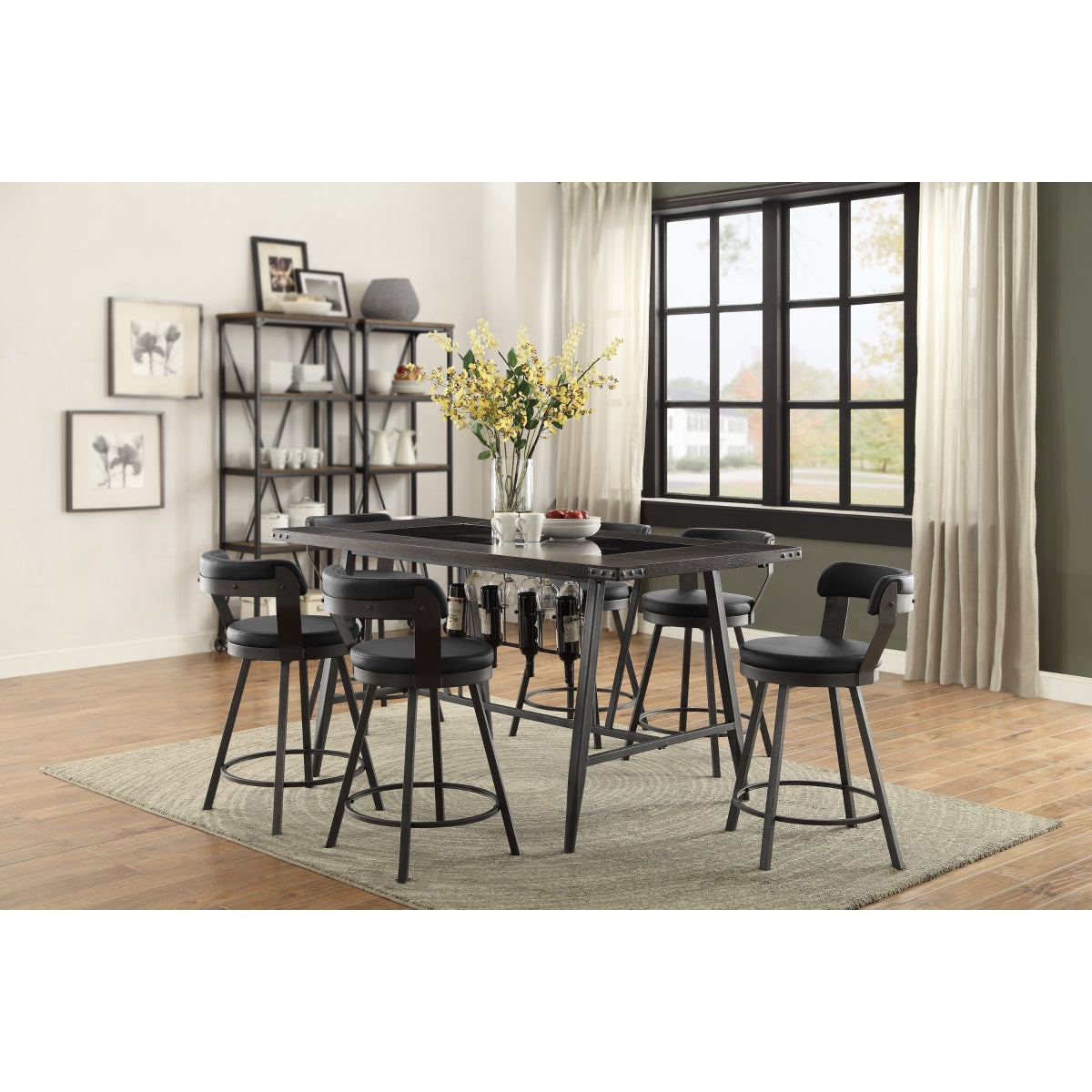 Appert Black/Dark Gray Swivel Pub Height Chair, Set of 2 from Homelegance - Luna Furniture