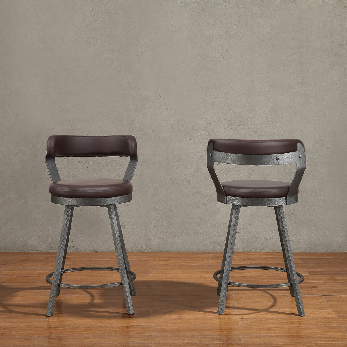 Appert Brown/Dark Gray Swivel Counter Height Chair, Set of 2 from Homelegance - Luna Furniture