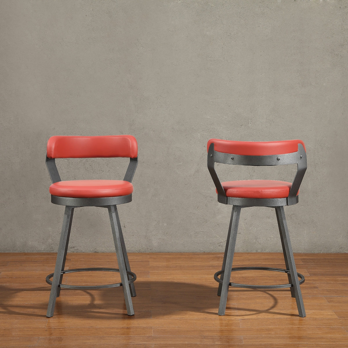 Appert Red/Dark Gray Swivel Counter Height Chair, Set of 2 from Homelegance - Luna Furniture
