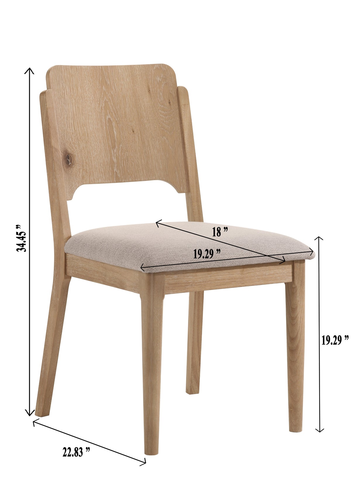 Arden Warm Wood/Beige Dining Side Chair, Set of 2 from Crown Mark - Luna Furniture