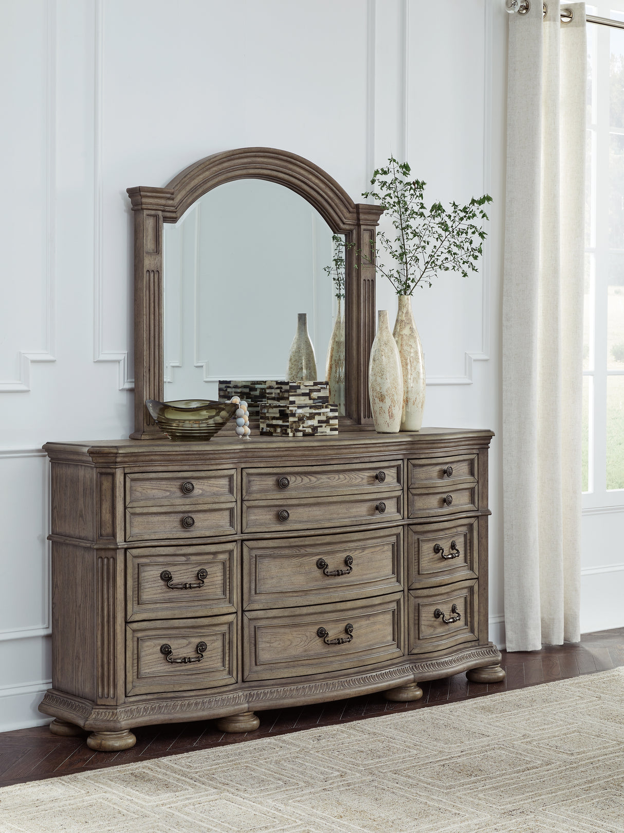 Ardenfield Light Brown Dresser and Mirror from Ashley - Luna Furniture