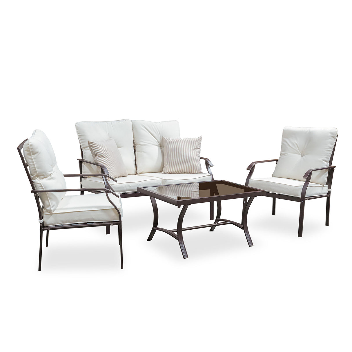 Arezzo Beige 4-Piece Outdoor Furniture Set from Furniture of America - Luna Furniture