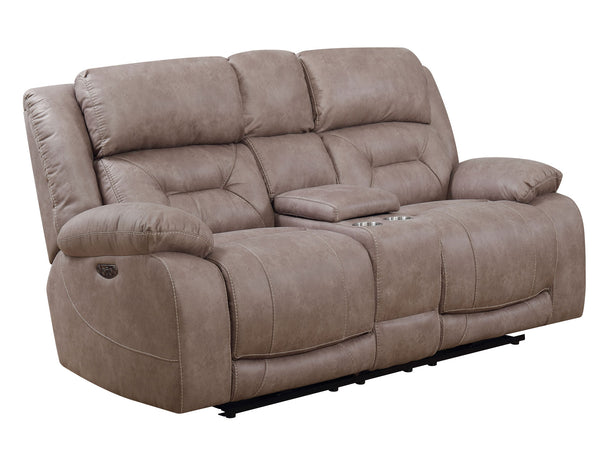 Aria Desert Sand Dual-Power Reclining Console Loveseat