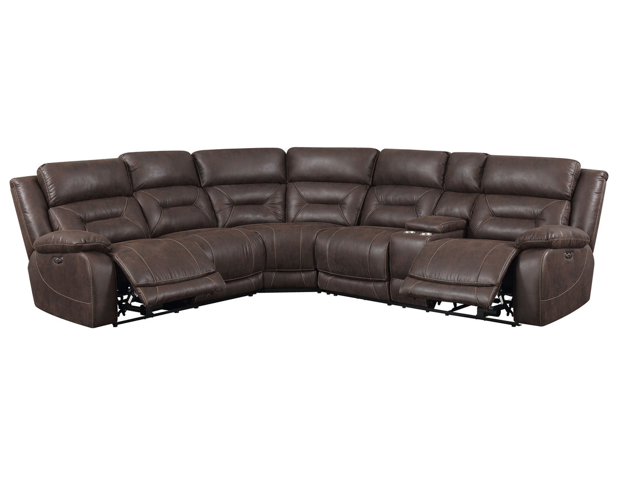Aria Saddle Brown 3-Piece Dual-Power Reclining Sectional from Steve Silver - Luna Furniture