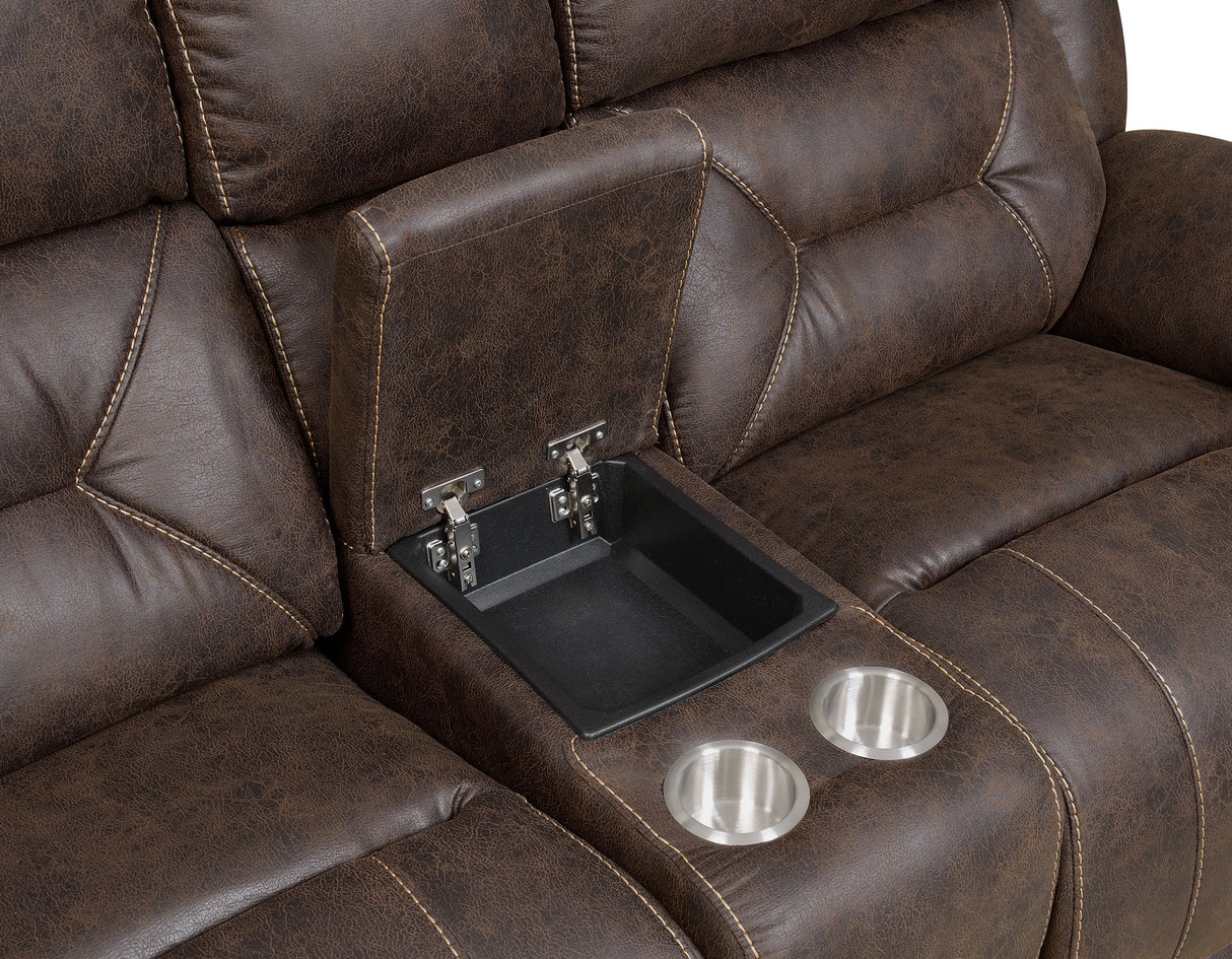 Aria Saddle Brown 3-Piece Dual-Power Reclining Sectional from Steve Silver - Luna Furniture