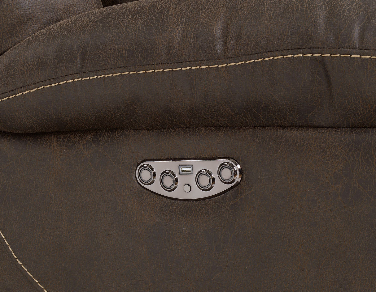 Aria Saddle Brown 3-Piece Dual-Power Reclining Sectional from Steve Silver - Luna Furniture