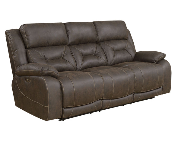 Aria Saddle Brown Dual-Power Reclining Sofa