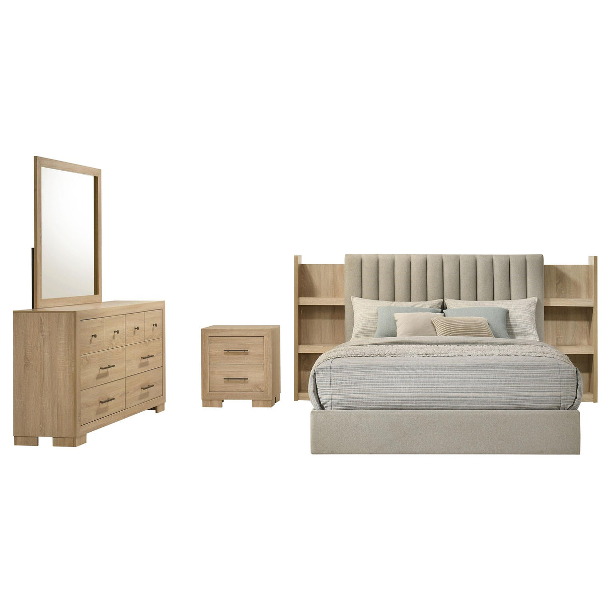 Arielle Light Oak 4-Piece Eastern King Bedroom Set from Coaster - Luna Furniture