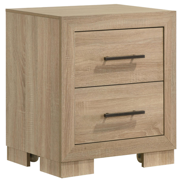 Arielle Light Oak 2-Drawer Bedroom Nightstand with Casters