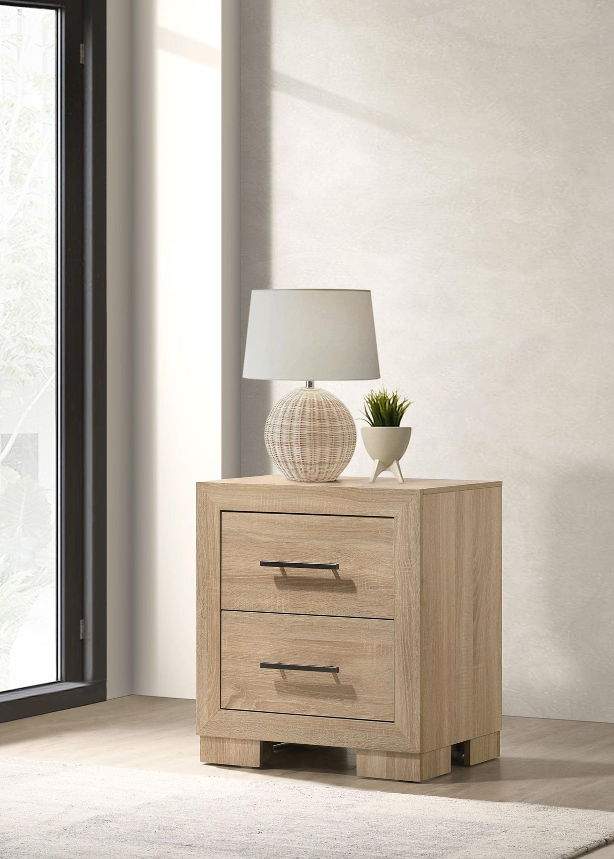 Arielle Light Oak Bookcase Panel Bedroom Set from Coaster - Luna Furniture