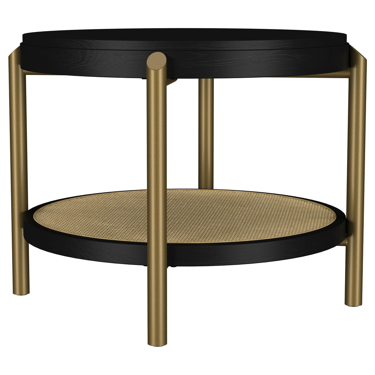 Arini Black Round End Side Table With Storage Shelf from Coaster - Luna Furniture