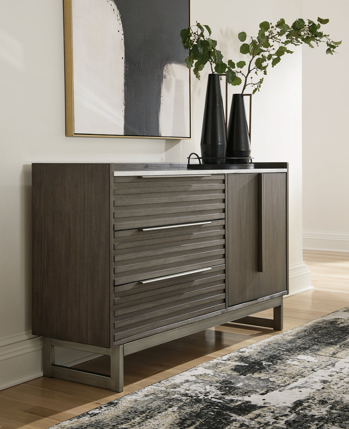 Arkenton California King Panel Bed with Dresser in Grayish Brown from Ashley - Luna Furniture