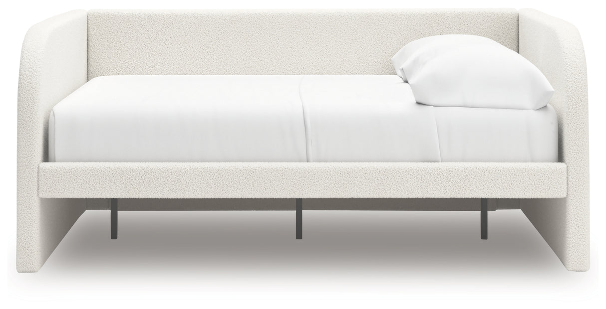 Arloster Tan/White Full Upholstered Daybed, Dresser and Mirror from Ashley Furniture - Luna Furniture