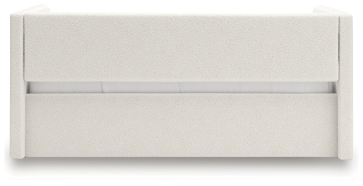 Arloster Tan/White Full Upholstered Daybed, Dresser and Mirror from Ashley Furniture - Luna Furniture
