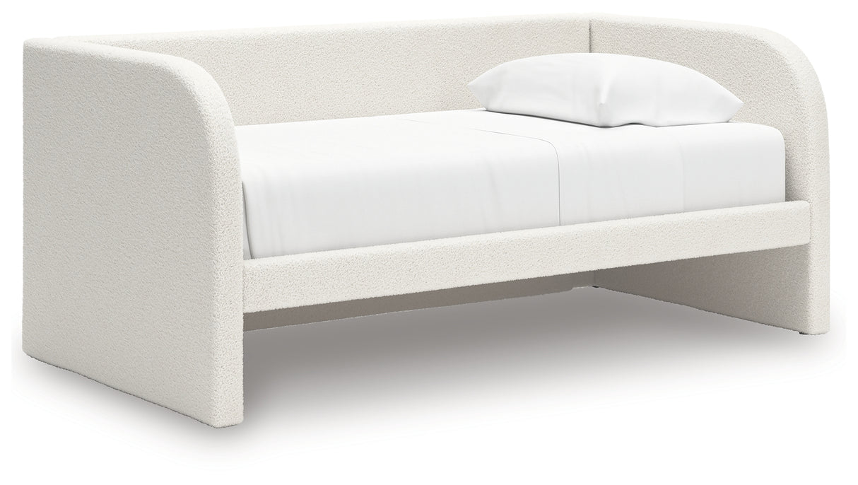 Arloster Tan/White Twin Upholstered Dabed, Dresser and Mirror from Ashley Furniture - Luna Furniture