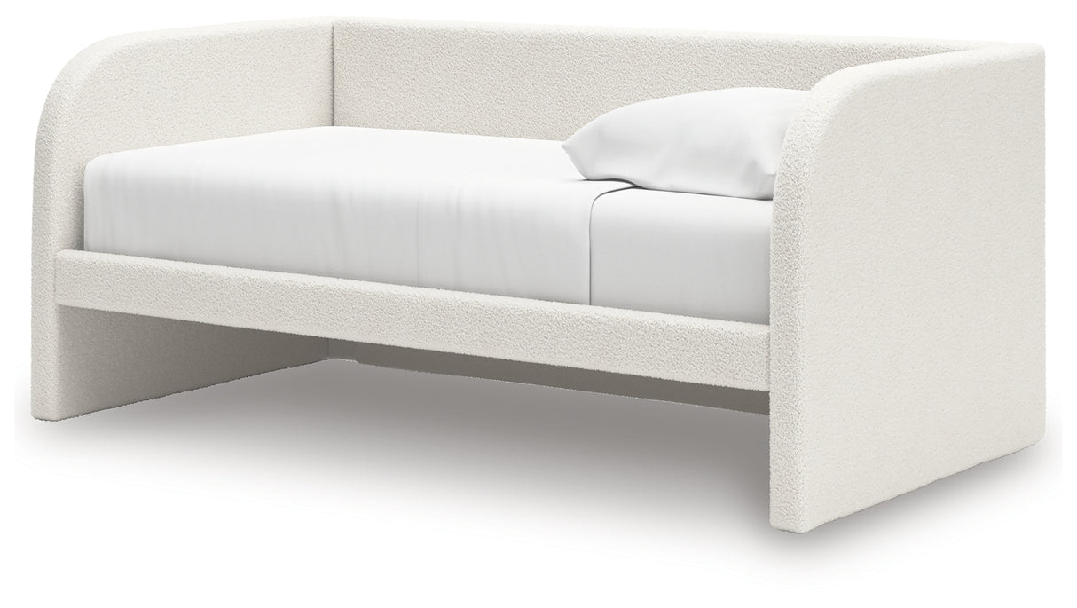 Arloster Tan/White Twin Upholstered Dabed, Dresser and Mirror from Ashley Furniture - Luna Furniture